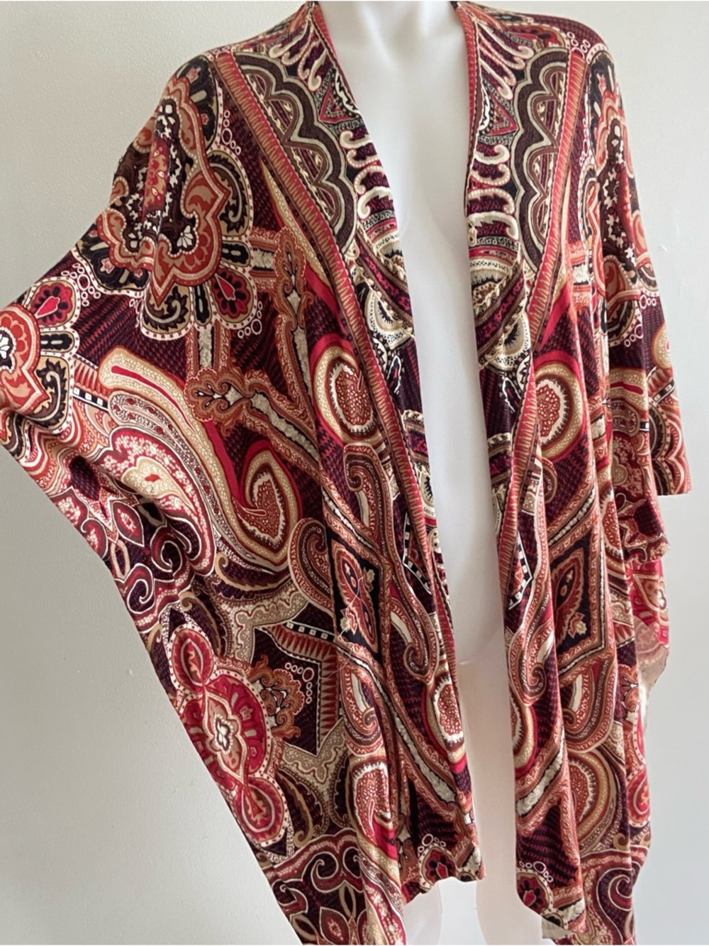 Chico's Spice Market Paisley Open-Front Ruana Poncho Cardigan